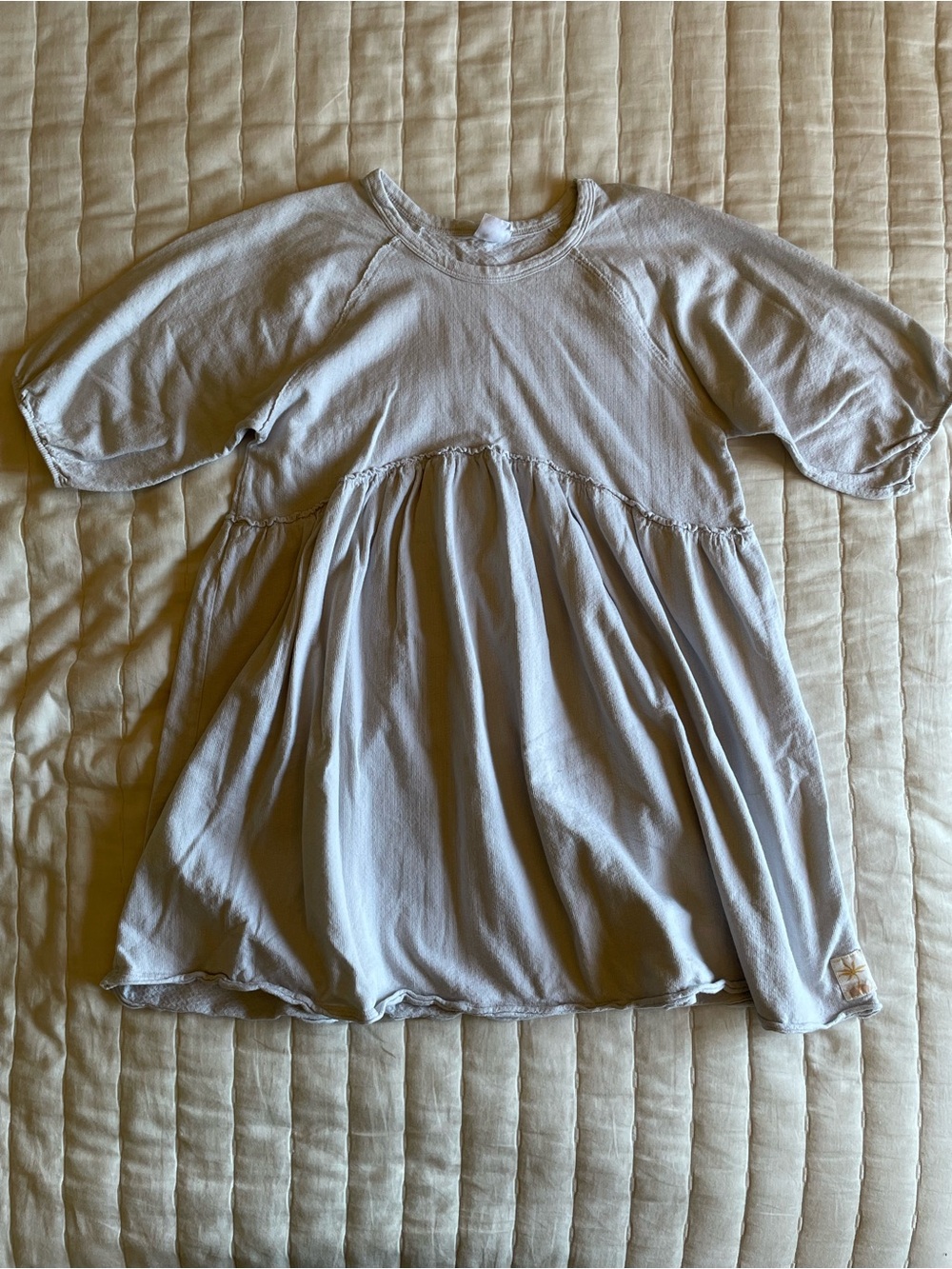 Zara Light Gray Babydoll Boho Short Sleeve Dress | Girls 10